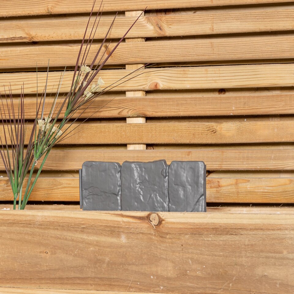 image 1 of 23cm 10 Piece Grey Cobble Stone Effect Garden Edging Boarder