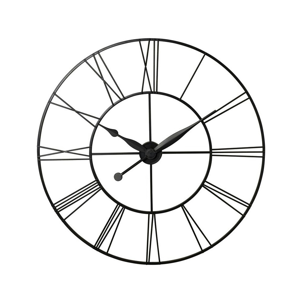 Living and Home Vintage Cut-Out Metal Wall Clock - Dark Grey