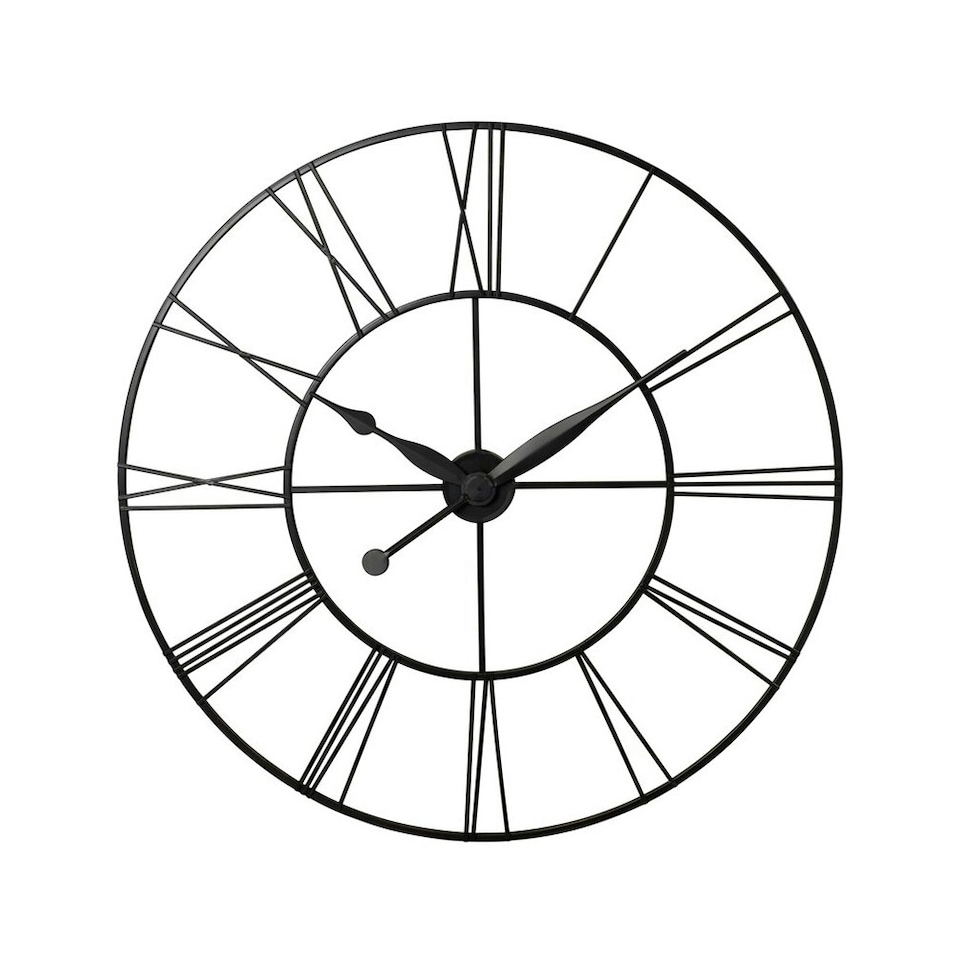 image 1 of Living and Home Vintage Cut-Out Metal Wall Clock - Dark Grey