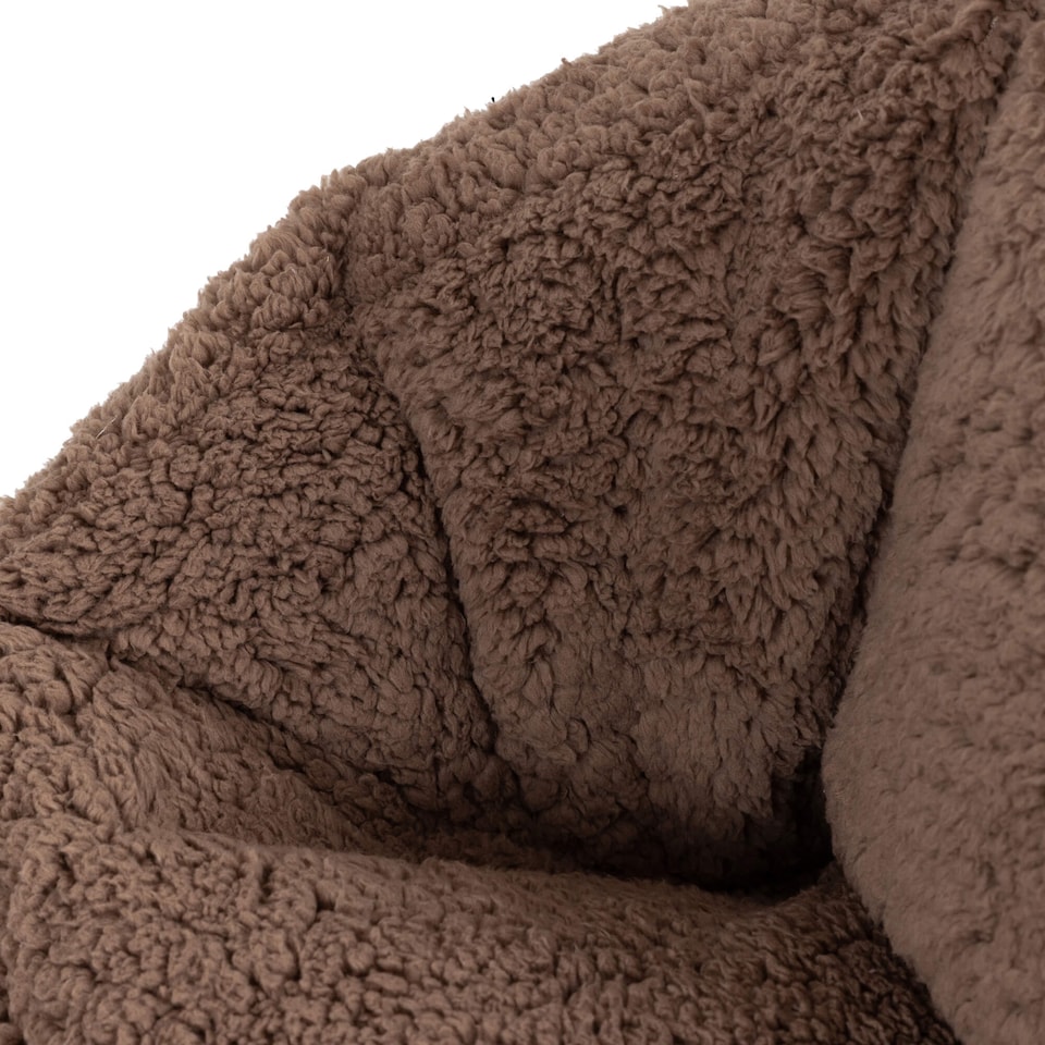 image 1 of Icon Kids Natalia Teddy Berber Fleece Armchair Bean Bag, Mocha Brown