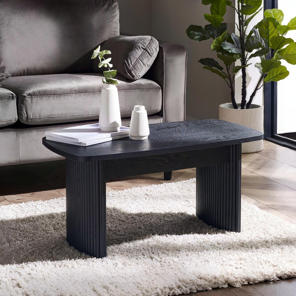 image 1 of Louis Fluted Compact Coffee Table - Black