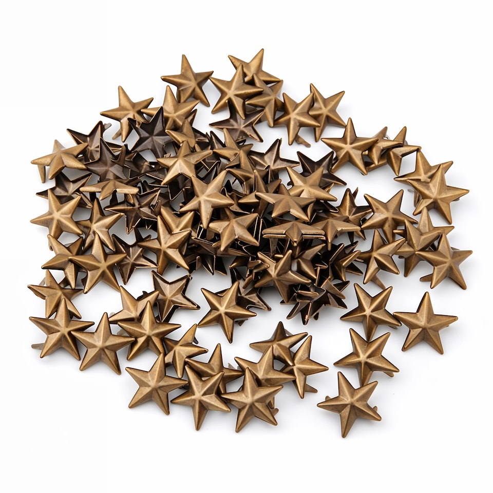 image 1 of 11mm Star Shaped Studs with Back Pin Rivets for DIY Leathercraft- 50pcs