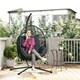 image 2 of Outsunny Hanging Egg Chair w/Stand & Cushions, Dark Grey Grey | Dark Grey