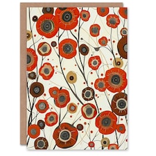 Red Poppy Wildflowers Abstract Floral Woman Her Birthday Card