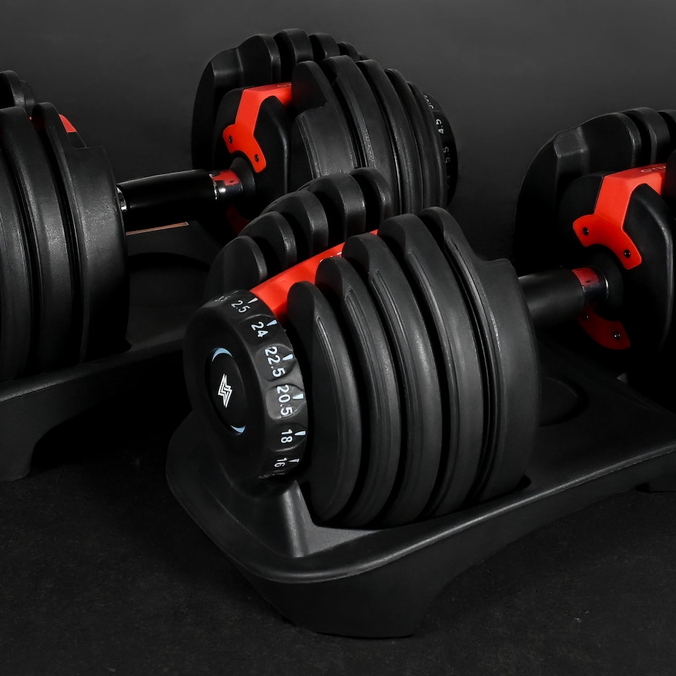 image 1 of GYM SETS 24kg Adjustable Dumbbell- (Pair + No Bench + Adjustable Rack)