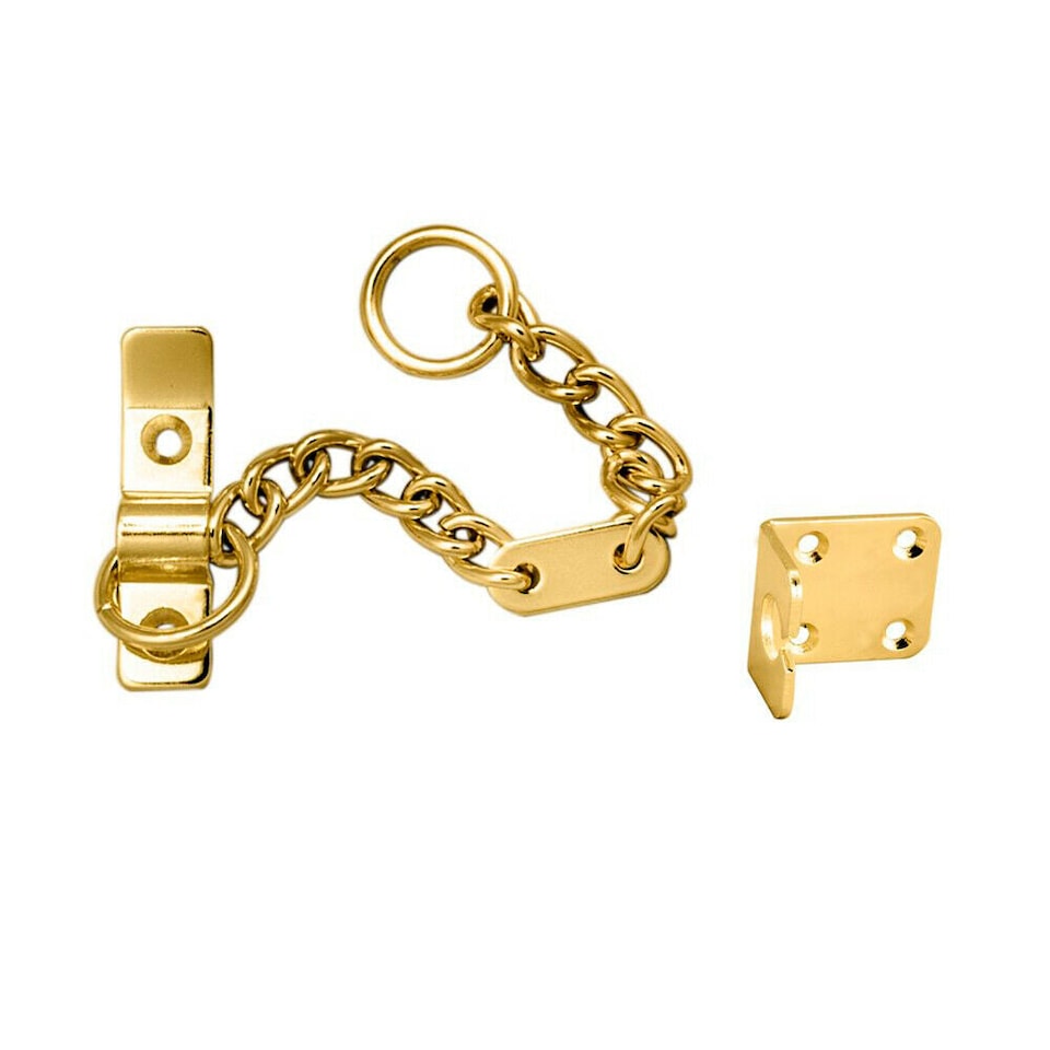 image 1 of Heavy Duty Door Security Chain 195.5mm Length Electro Brassed Door Restrictor