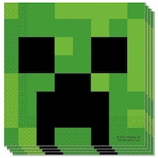 Minecraft Paper Luncheon Napkins 2 Ply 33cm - Pack of 20 Green