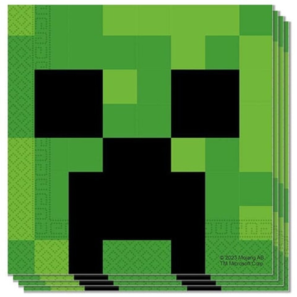 Minecraft Paper Luncheon Napkins 2 Ply 33cm - Pack of 20 Green