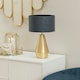 image 2 of ValueLights Jax Gold Metal Touch Dimmer Table Lamp with Charcoal Grey Drum Shade