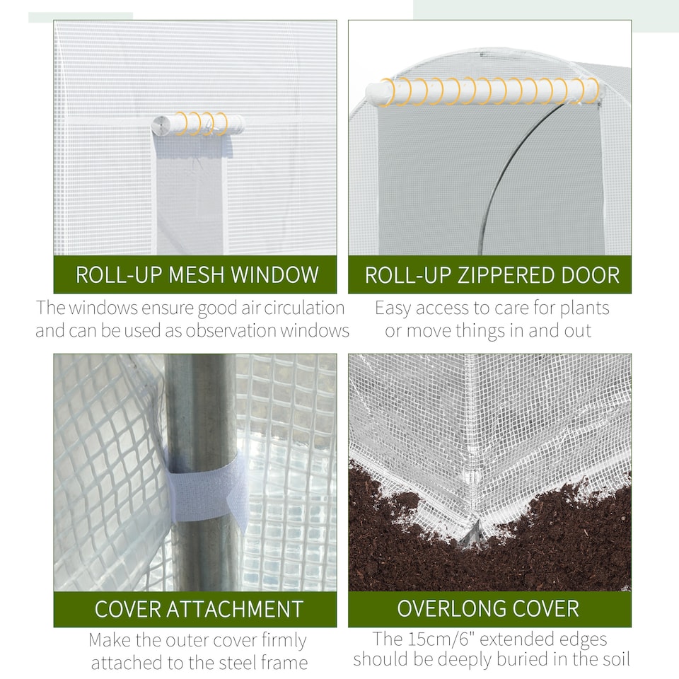 image 1 of Outsunny 4.5 x 2M Walk-in Polytunnel Greenhouse for Garden, Galvanised Steel