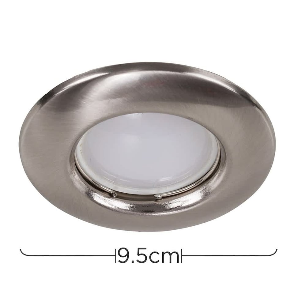 image 1 of ValueLights 6 Pack Fixed Brushed Chrome Downlights Cool White Bulbs | Chrome