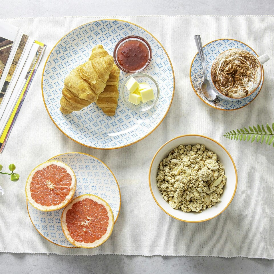 image 1 of Nicola Spring 24 Piece Hand-Printed Dinner Set - Blue
