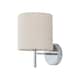 image 2 of Set of 2 Brea - Chrome Wall Lights with Natural Linen Shade | Chrome | Brown | 2