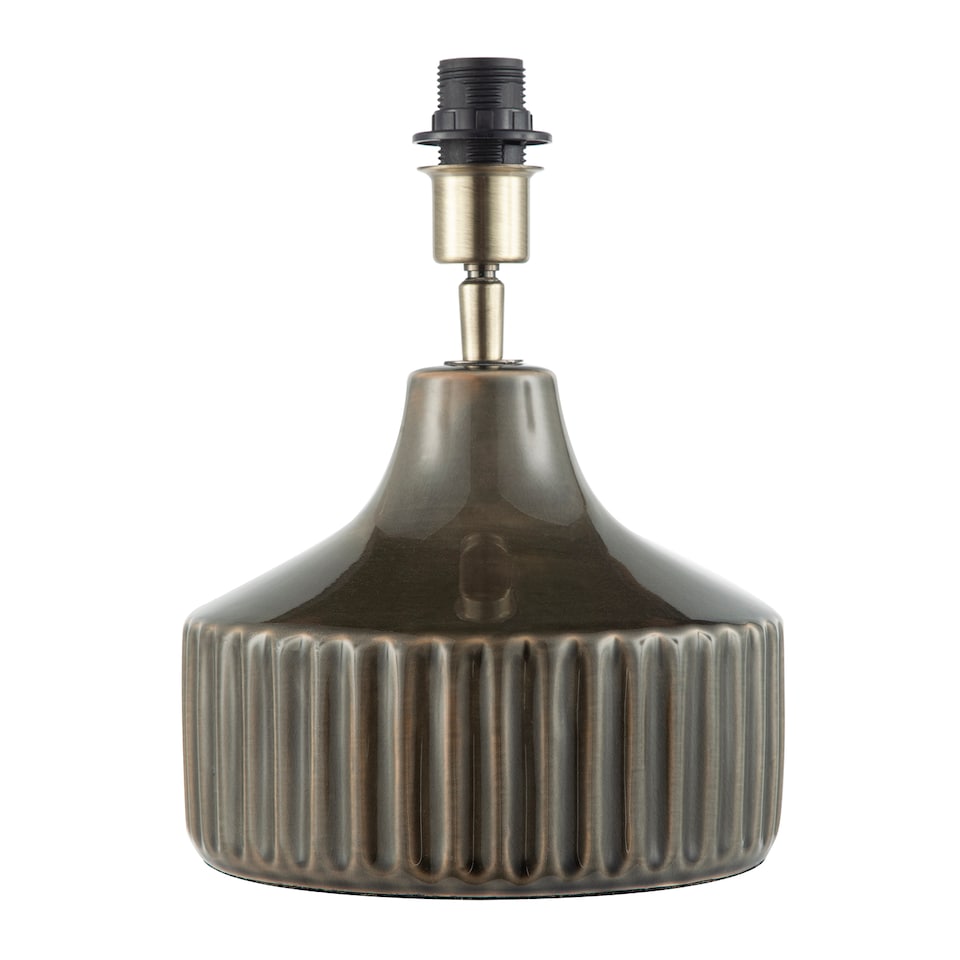image 1 of Deep Forest Green Ceramic Gloss Lamp Base with Brass Lamp Holder