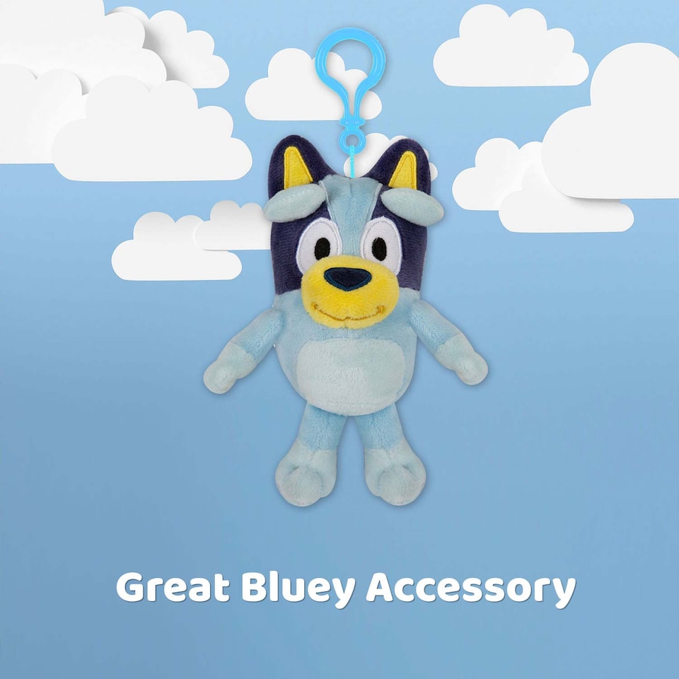 image 1 of vfm-estore Bluey Plush Bag Clip - 12cm x 8cm, Blue