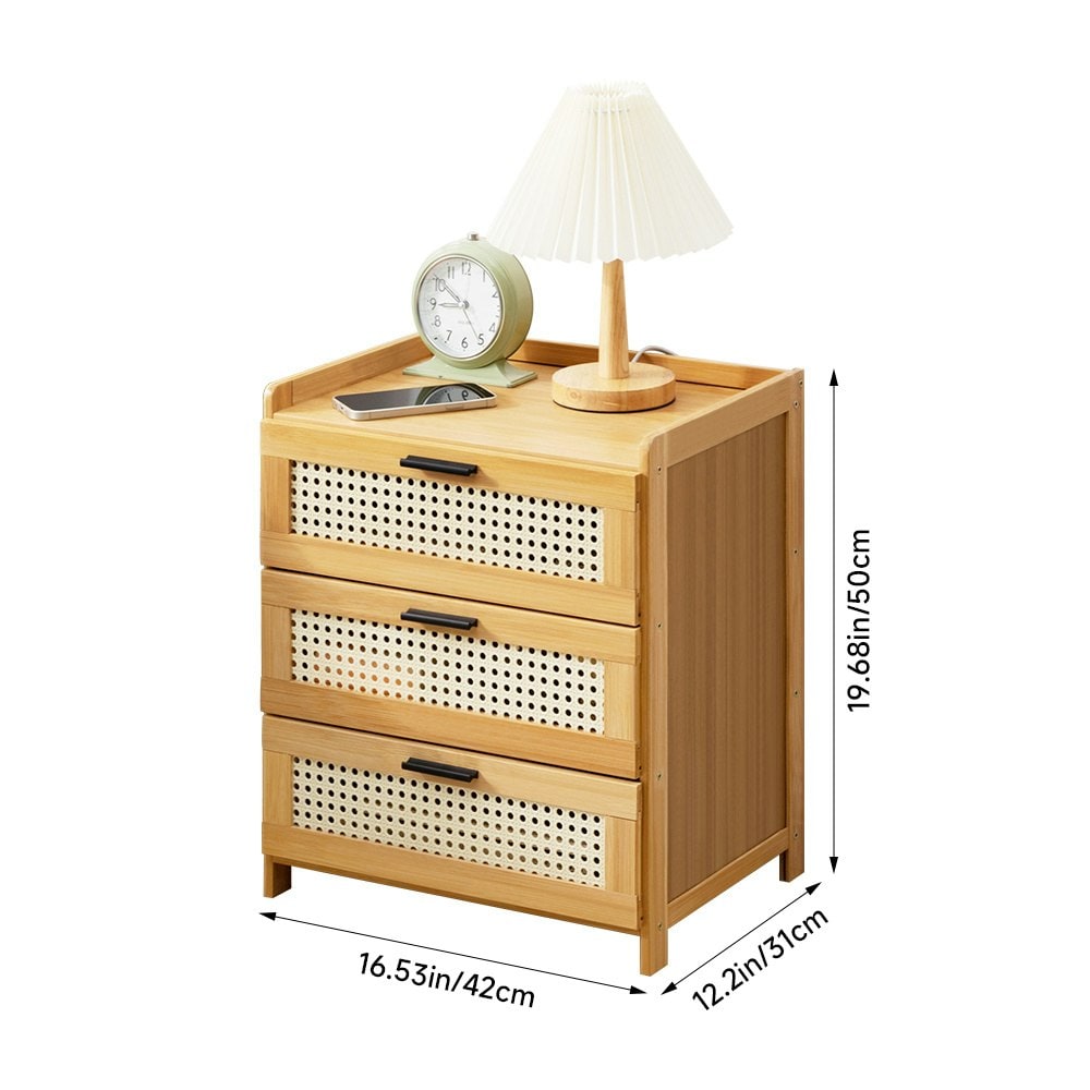 Living and Home Wooden 3-Drawers Nightstand for Bedroom