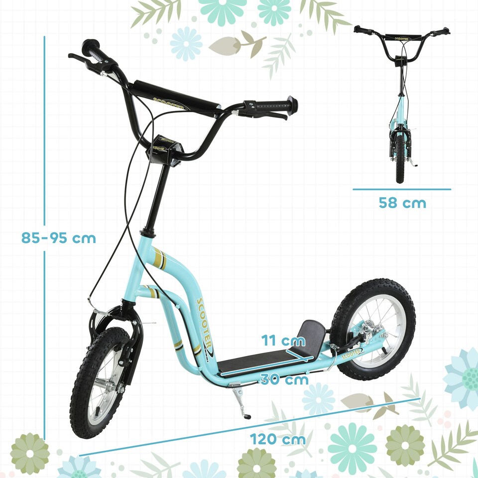 image 1 of HOMCOM Kids Stunt Scooter with 12" Rubber Tyres, Adjustable Handlebar, Black