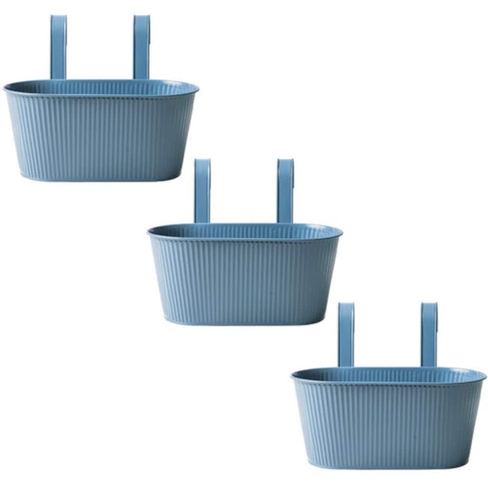 FabFinds Over Fence Ribbed Planter Blue 26.5cm 3 Pack