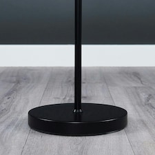ValueLights Modern Floor Lamp In Black Metal Finish With Faux Linen White Shade
