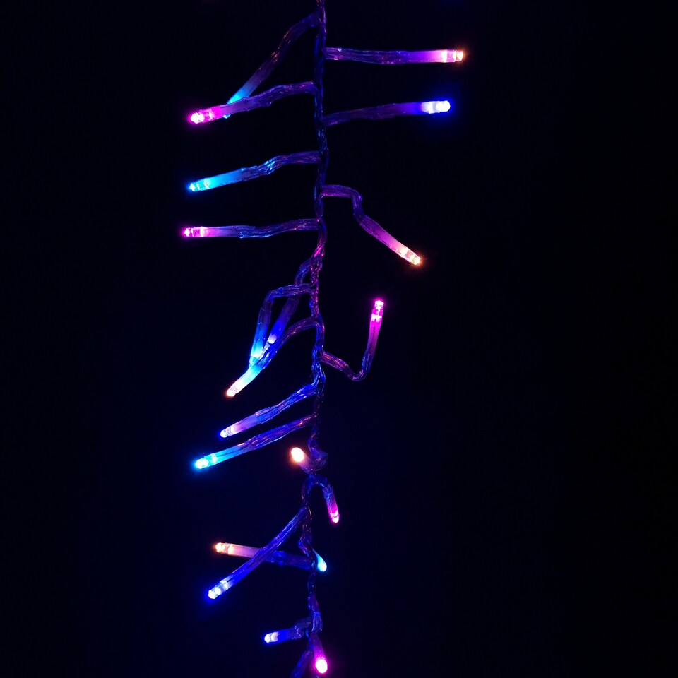 image 1 of 960 LED 12m Premier Cluster Indoor Outdoor Multi Function Mains Operated Christmas Lights with Timer on Clear Cable in Rainbow