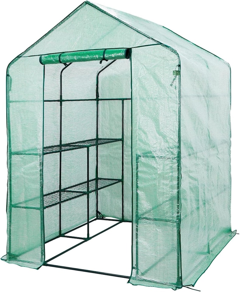 image 1 of Large Walk In Greenhouse w/PE Cover Garden Grow Green House with 8 Shelves