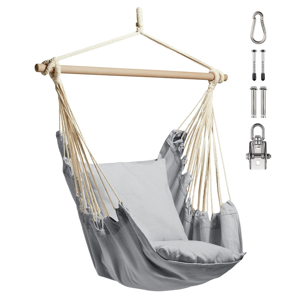 image 1 of VonHaus Grey Outdoor Hanging Chair