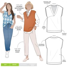 Style Arc Keith Knit Vest Paper Sewing Pattern – Women’s Top, UK Sizes 18–30, Intermediate