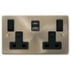 image 2 of SE HOME Antique Brass 2 Gang 13A Type A & C USB Twin Double Switched Plug Socket Brown | Antique Brass