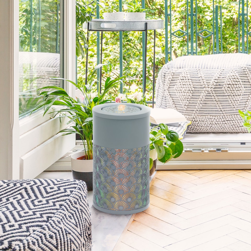 image 1 of Outsunny Outdoor Waterfall Fountain Water Feature with LED, Light Grey