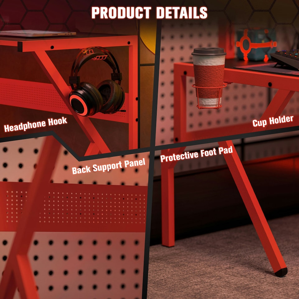 image 1 of HOMCOM Corner Gaming Desk with Monitor Stand Cup Holder Headphone Hook