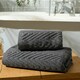 image 5 of OHS Jacquard Chevron Geo Textured 100% Cotton 500GSM Absorbent Hand Towel, 50x80cm - Charcoal