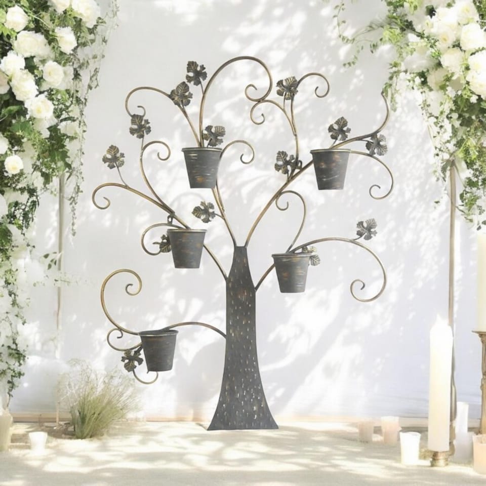 image 1 of Tree Decoration Wall Planter - Metal - L13 x W96 x H120 cm | Grey