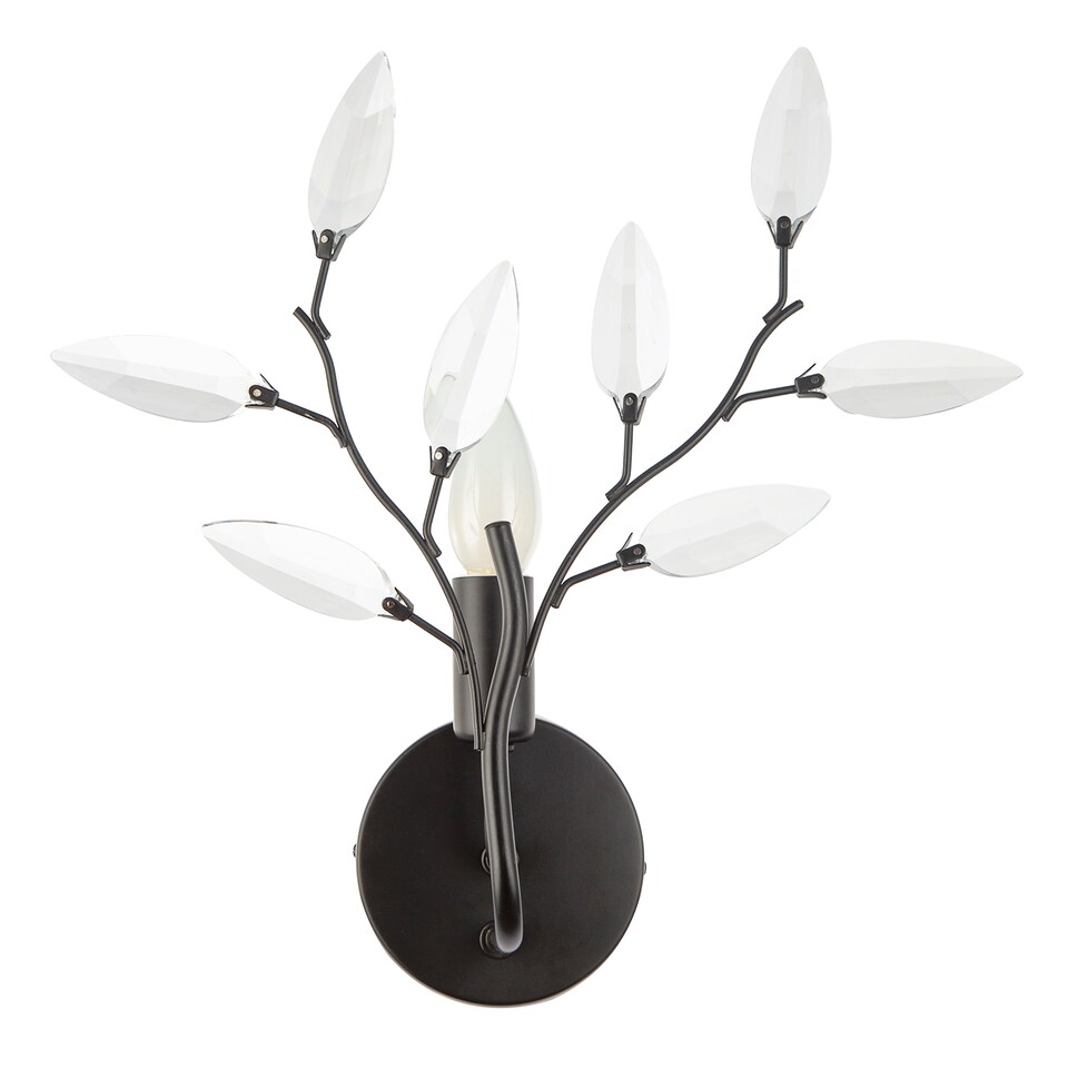 image 1 of Modern Birch Matte Black Wall Lighting Fixture with Transparent Acrylic Leaves | Black