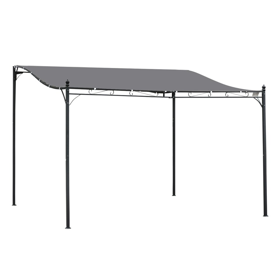 image 1 of Outsunny 4 x 3M Wall Mounted Awning Free Stand Canopy Shade Porch Pergola Cream