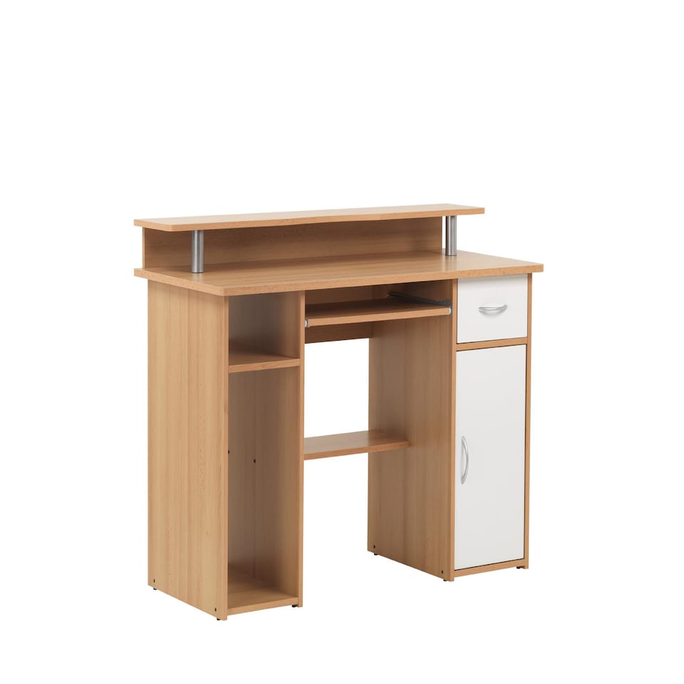 image 1 of Albany Desk with 1 Drawer & 1 Door in White/Naturel