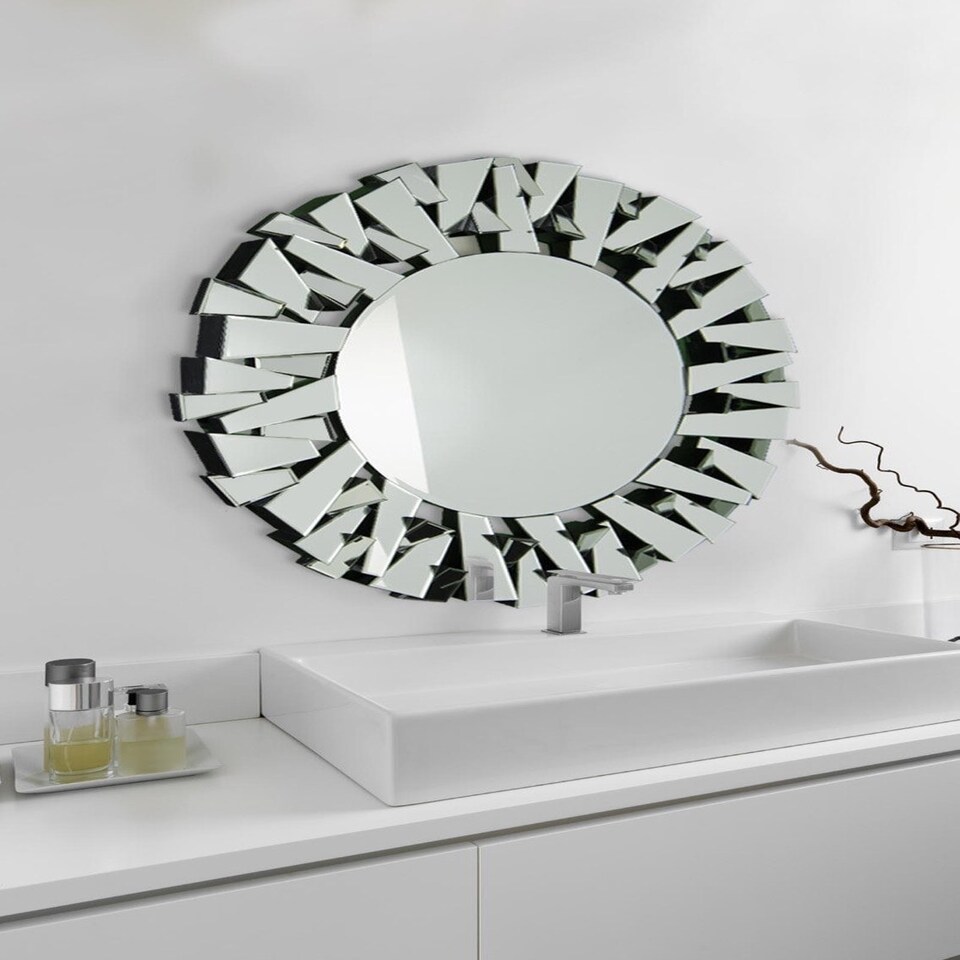 image 1 of All Glass Modern Segmented Round Mirror 98 x 98 CM N/A
