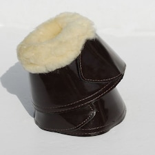 Rhinegold Sheepskin Trim Patent Overreach Boot Brown | Colour: Brown/Natural
Size: Small