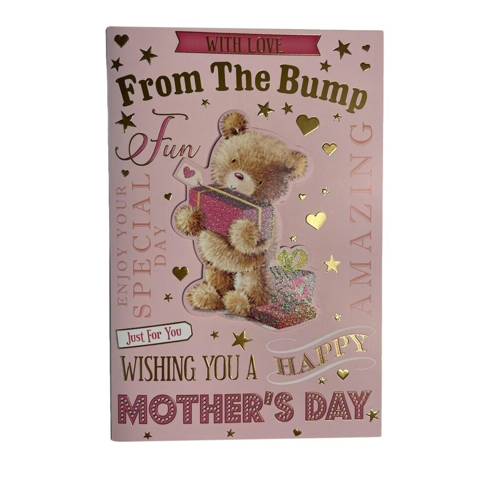 From The Bump Teddy Holding Gift Design Mother's Day Card