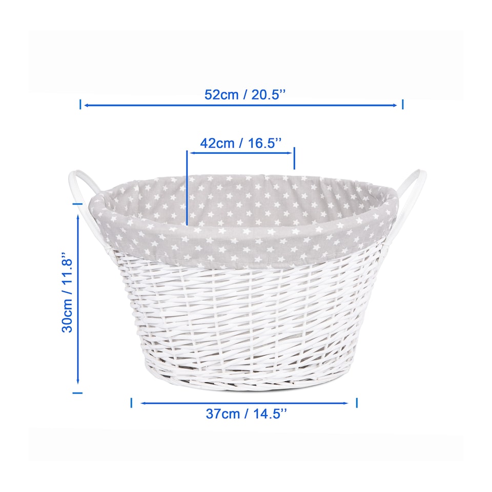 image 1 of Wickerfield Oval Wicker Laundry and Storage Basket with Handles and Removable Cotton Liner
