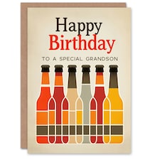 Special Craft Beer Lover Row Bottles Grandson Birthday Card
