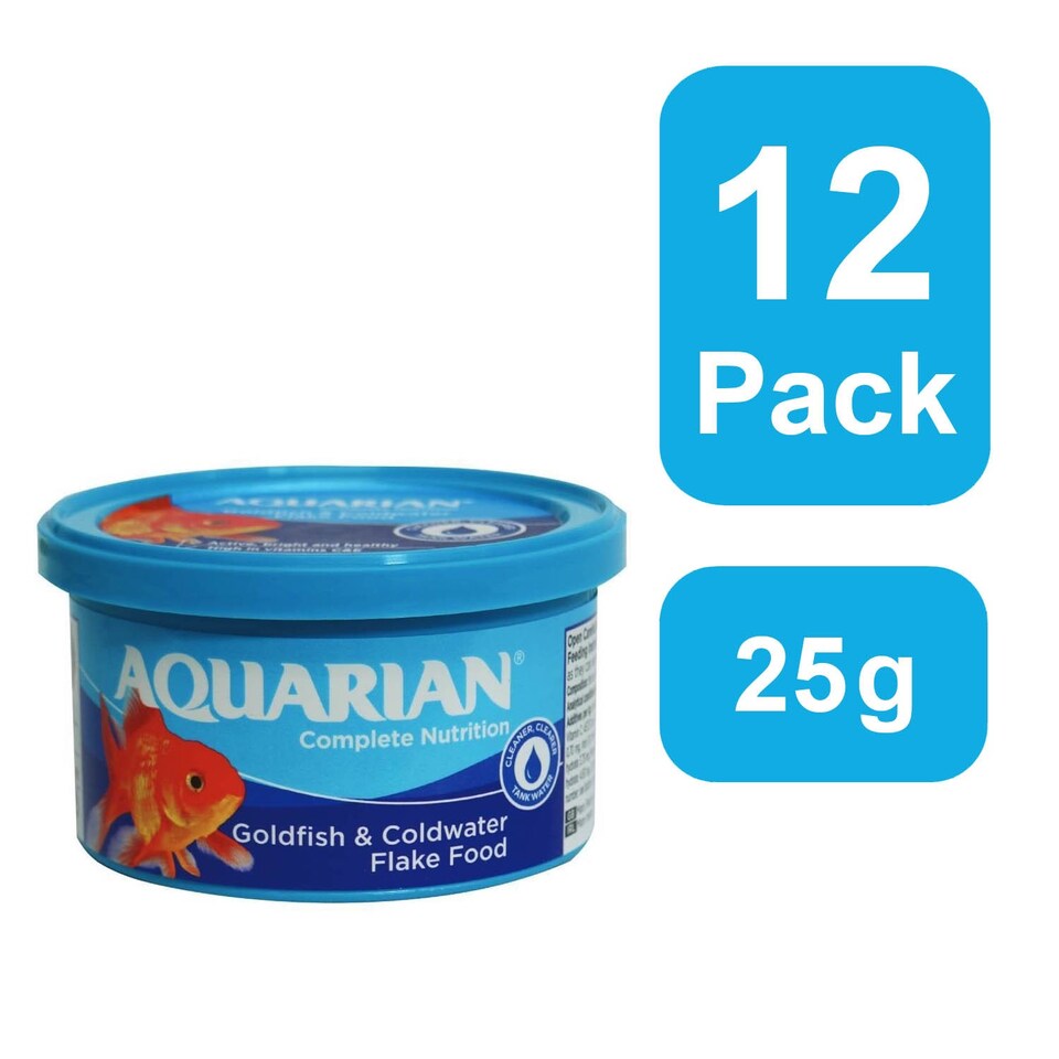 image 1 of Aquarian Goldfish Food Flakes 25g Pack of 12 Aquarium Fish Food Fish Feeding Supplies