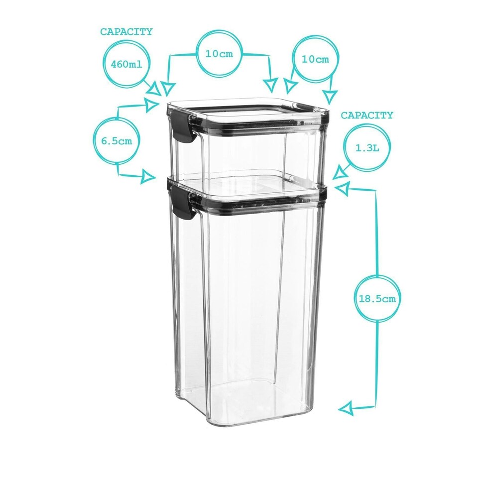 image 1 of Argon Tableware 8 Piece Food Storage Containers Set - 4 Sizes - White - Resuable Container Meal Prep Container Tub Tupperware Airtight Lid