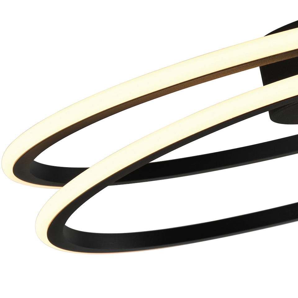 image 1 of Modern Double Swirl Strip LED Flush Ceiling Light Fitting in Sleek Matte Black | Black