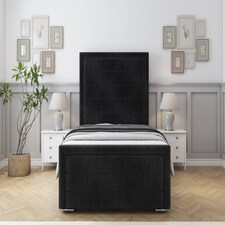 Sloomy Ashford Black Naples Bed Frame With Mattress With 50" Upholstered Headboard 2'6 Small Single
