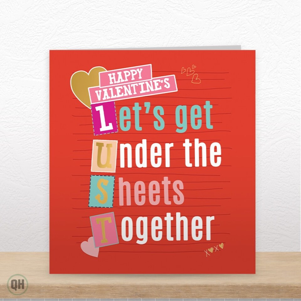 image 1 of Let's Get Under The Sheets... - Funny Acrostic Valentine's Card