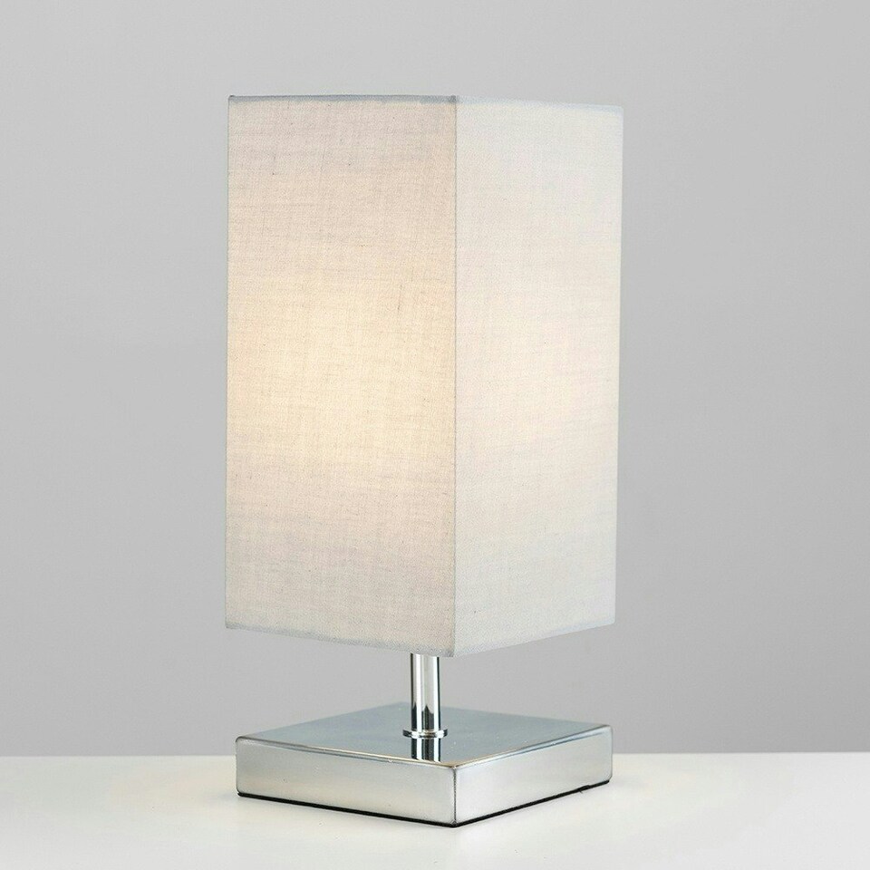image 1 of ValueLights Modern Polished Chrome Touch Table Lamp With Grey Shade