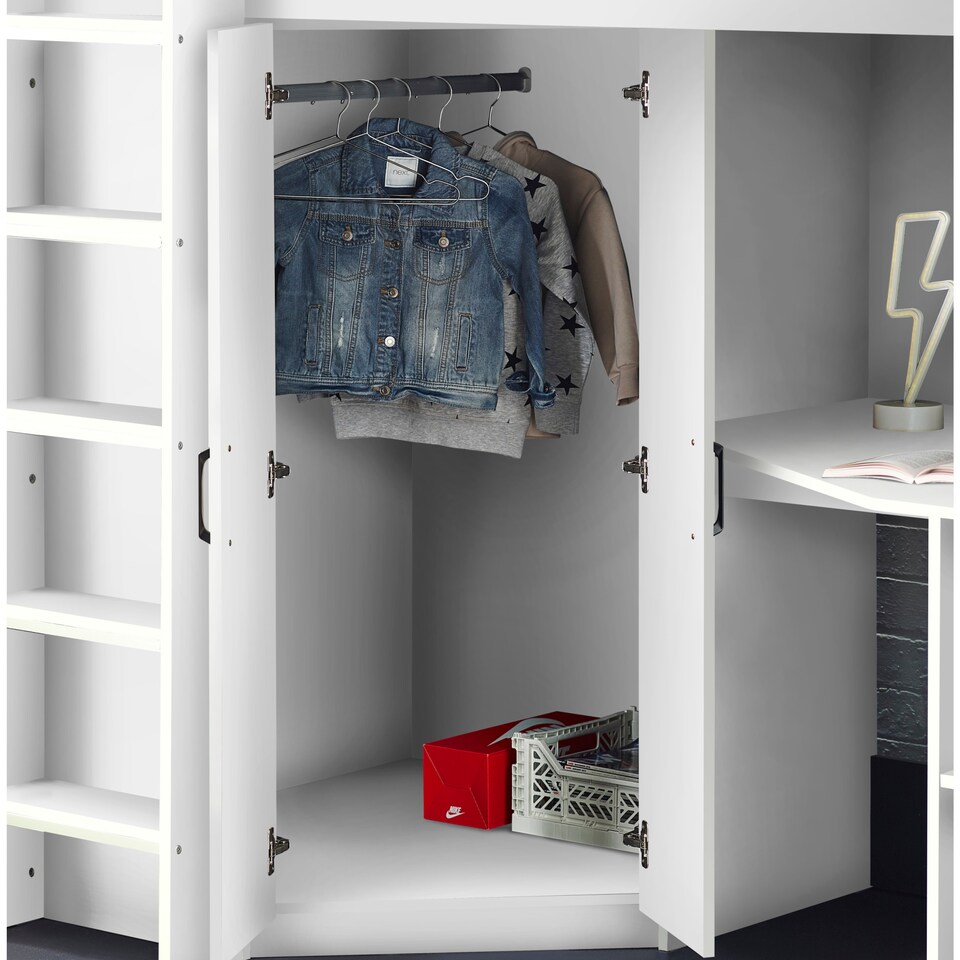 image 1 of Hercules 90cm Single White Highsleeper Loft Bed with Desk