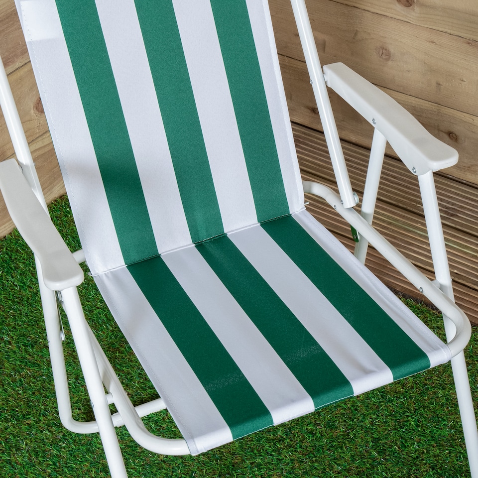image 1 of 3 Pack of Folding Camping / Picnic Chair in Green and White Garden Patio | Green | Green