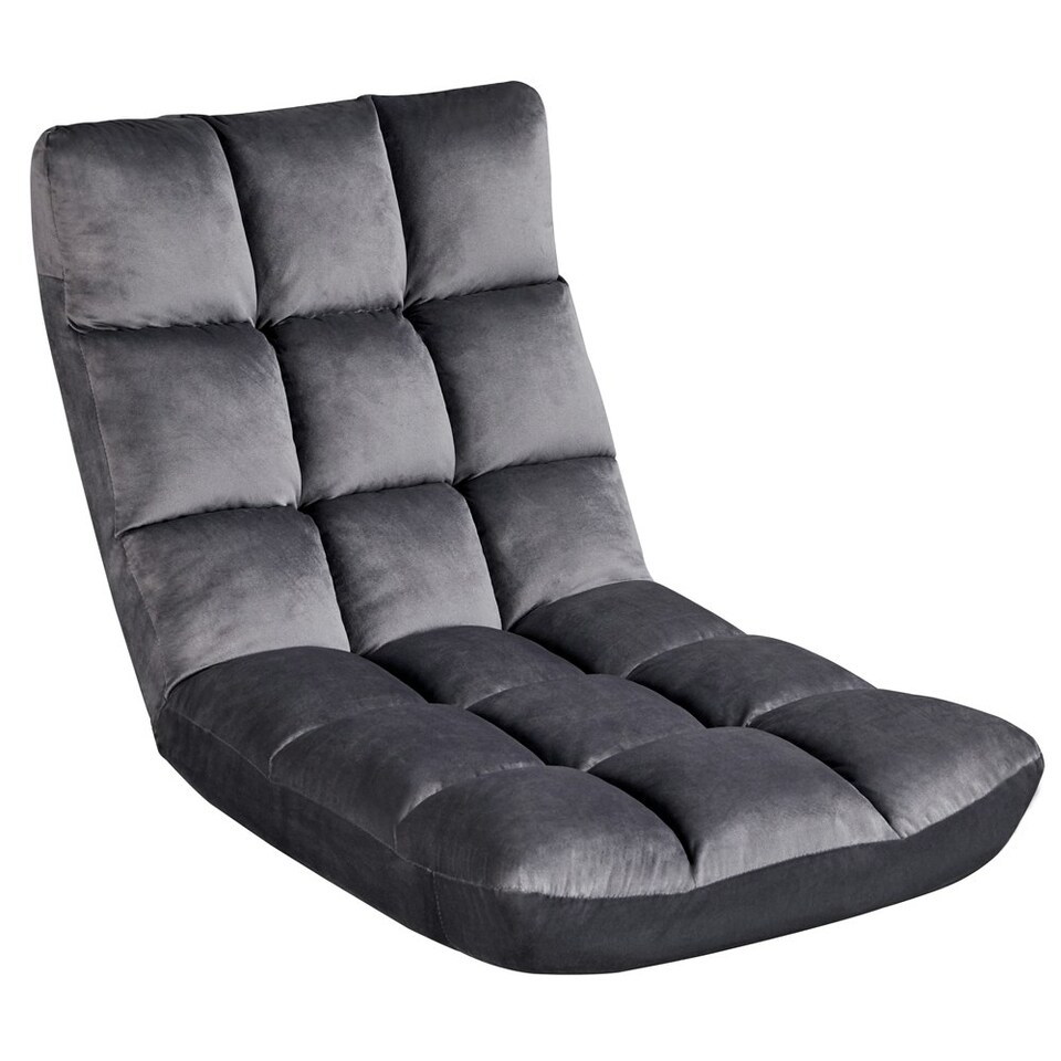 image 1 of Yaheetech Lazy Sleeper Recliner with 14 Adjustable Positions and Backrest Grey