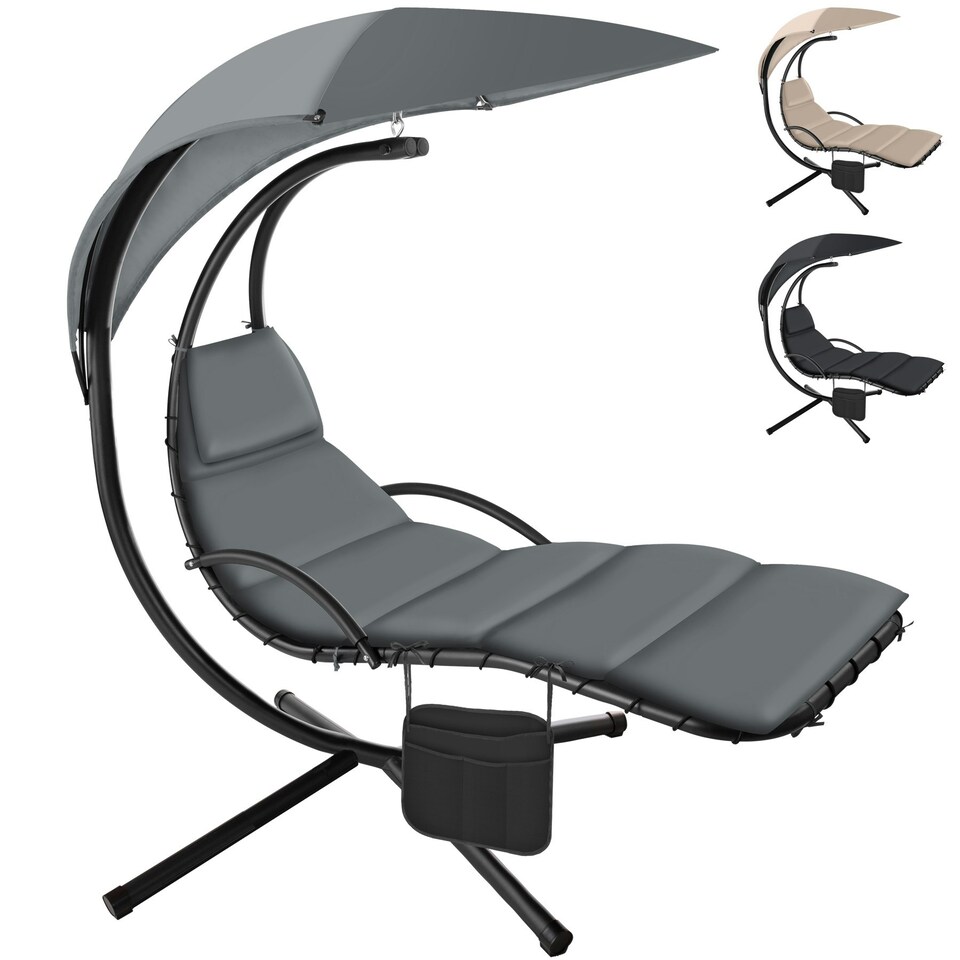 image 1 of Hanging Chair Elaria - large sun canopy with UV-protection, sturdy Black